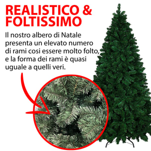 Albero Di Natale 150 Cm Con Sacca Effetto Reale 438 Rami Foltissimo Molto Folto Rami A Gancio Base A Croce Sicura In Metallo Doppia Foglia In PVC