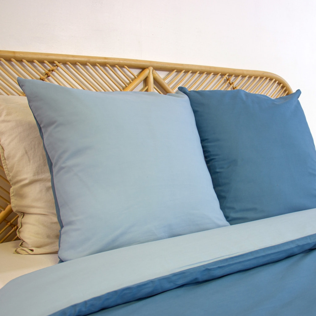 Parure de lit coton et lyocell 2 places bleu SIA