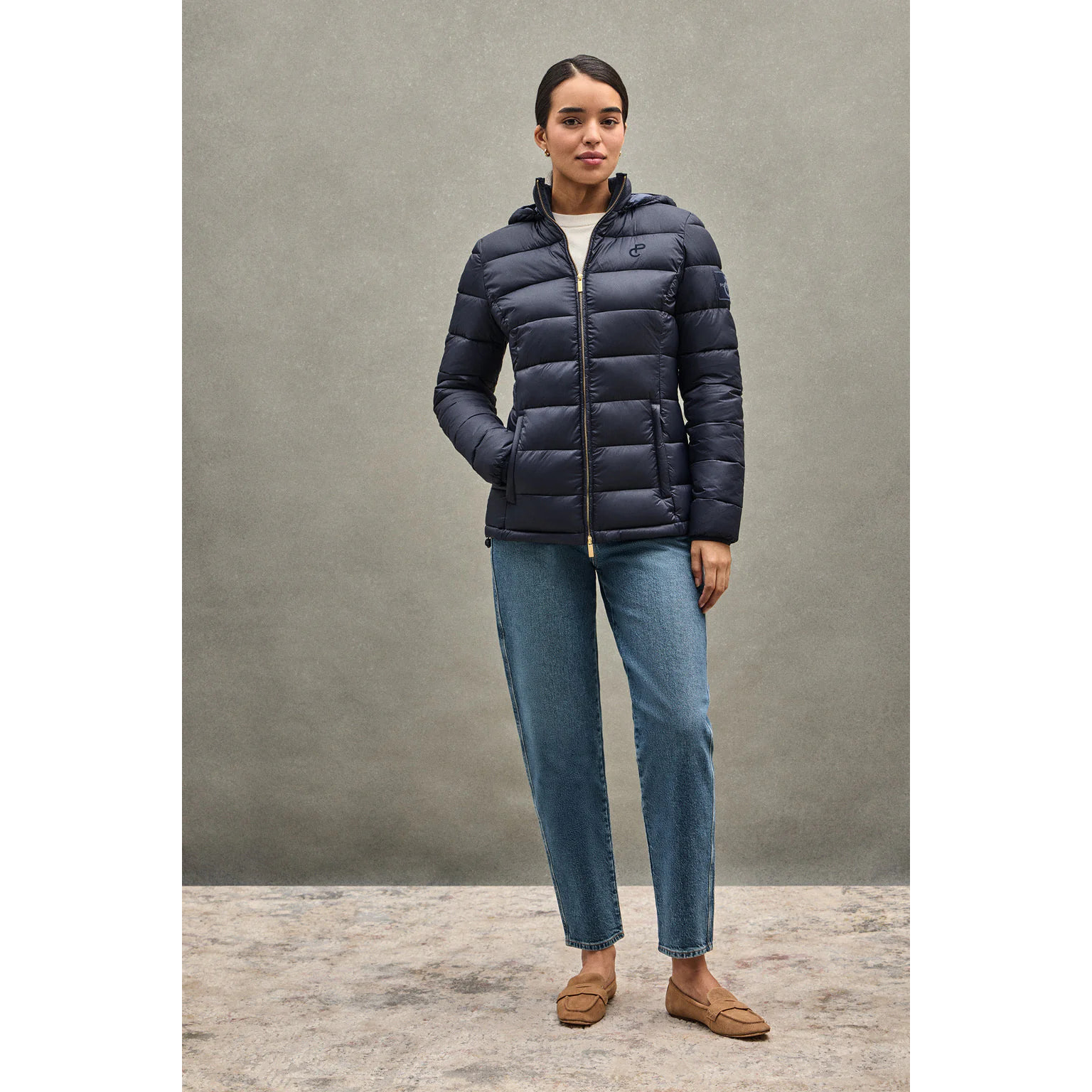 Chaqueta ultralight azul marino con logo Polo Club