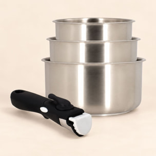 Lot de 3 casseroles amovibles acier inoxydable - tous feux IRIS