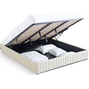 Lit coffre adulte en tissu chenille - BALTO