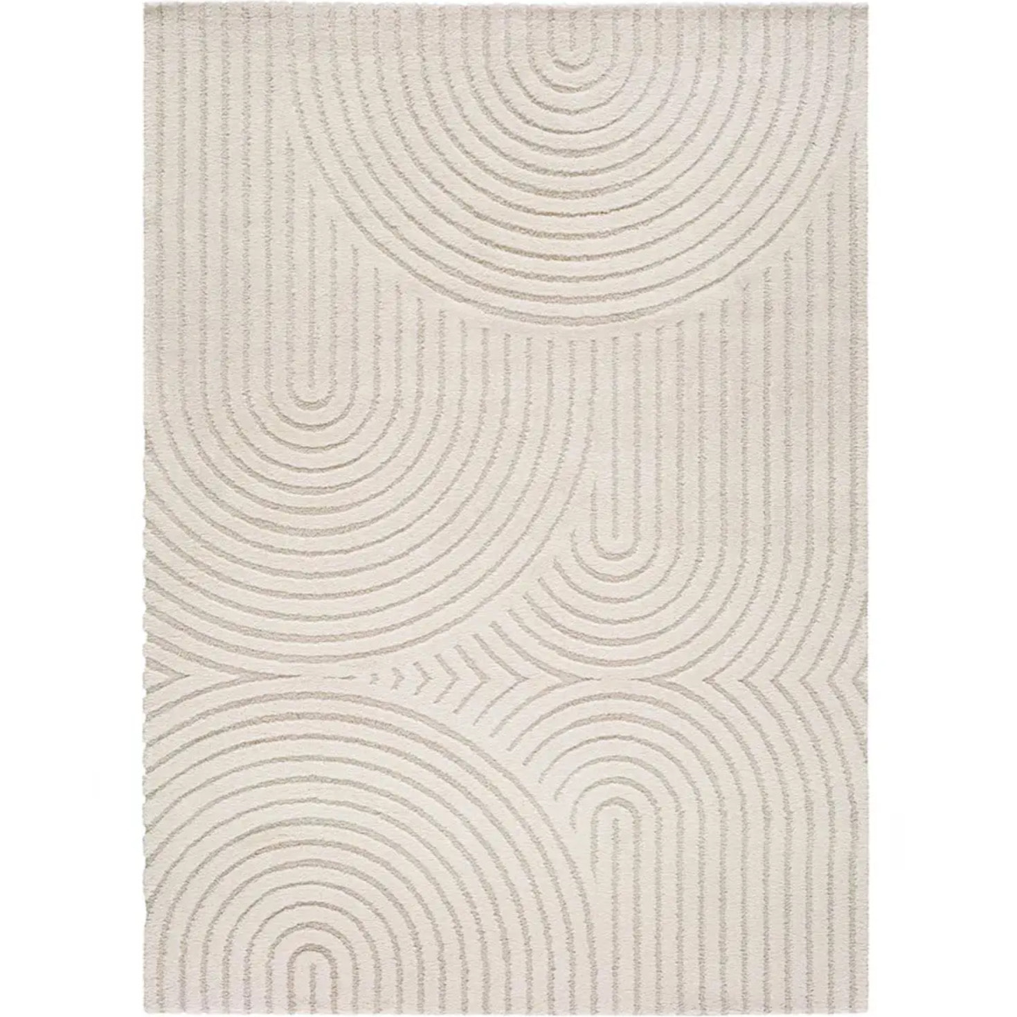 LINA Alfombra escandinava con relieve de pelo corto blanco, varias medidas disponibles.