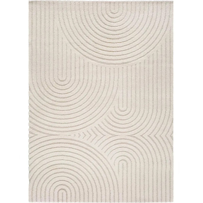 LINA Alfombra escandinava con relieve de pelo corto blanco, varias medidas disponibles.