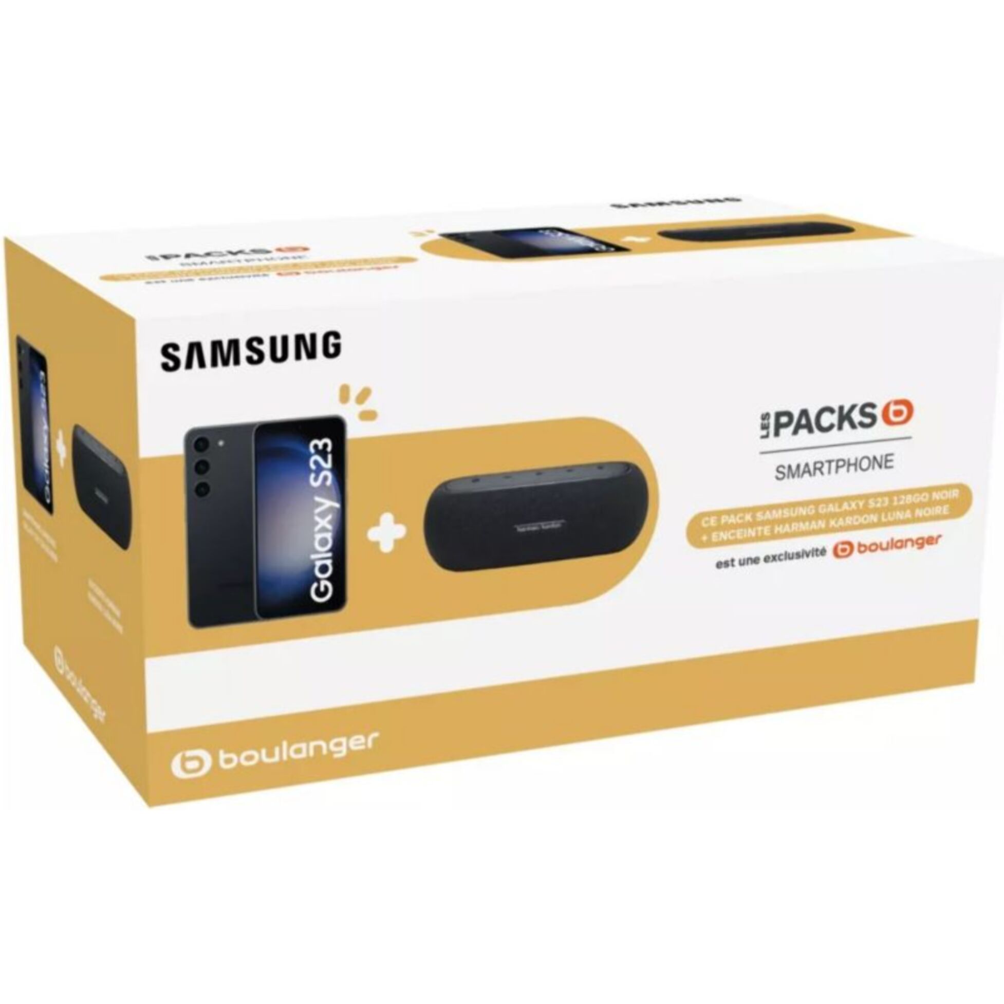 Smartphone SAMSUNG Pack S23 Noir + Enceinte HK Luna1