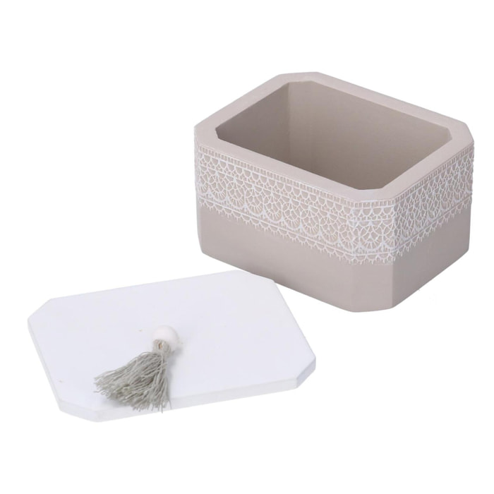 Scatola in legno bianco mandala rettangolare cm8x6,5h5