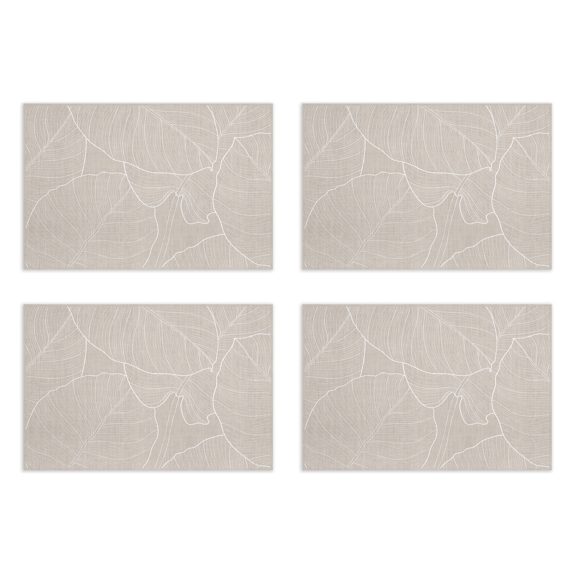 Set de 4 individuales de vinilo CERAMIKO, Hojas beige 4u-30x45 cm