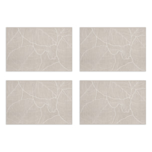 Set de 4 individuales de vinilo CERAMIKO, Hojas beige 4u-30x45 cm