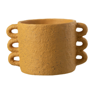 J-Line cache-pot Zenia - céramique - ocre - large - Ø 23 cm