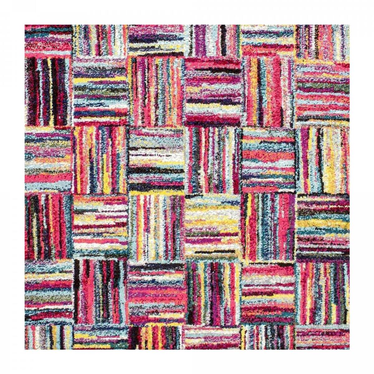 Tapis Jehu aux motifs géométriques destructurés multicolores