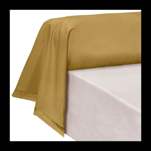 Taie de traversin percale de coton uni jaune La percale francaise safran