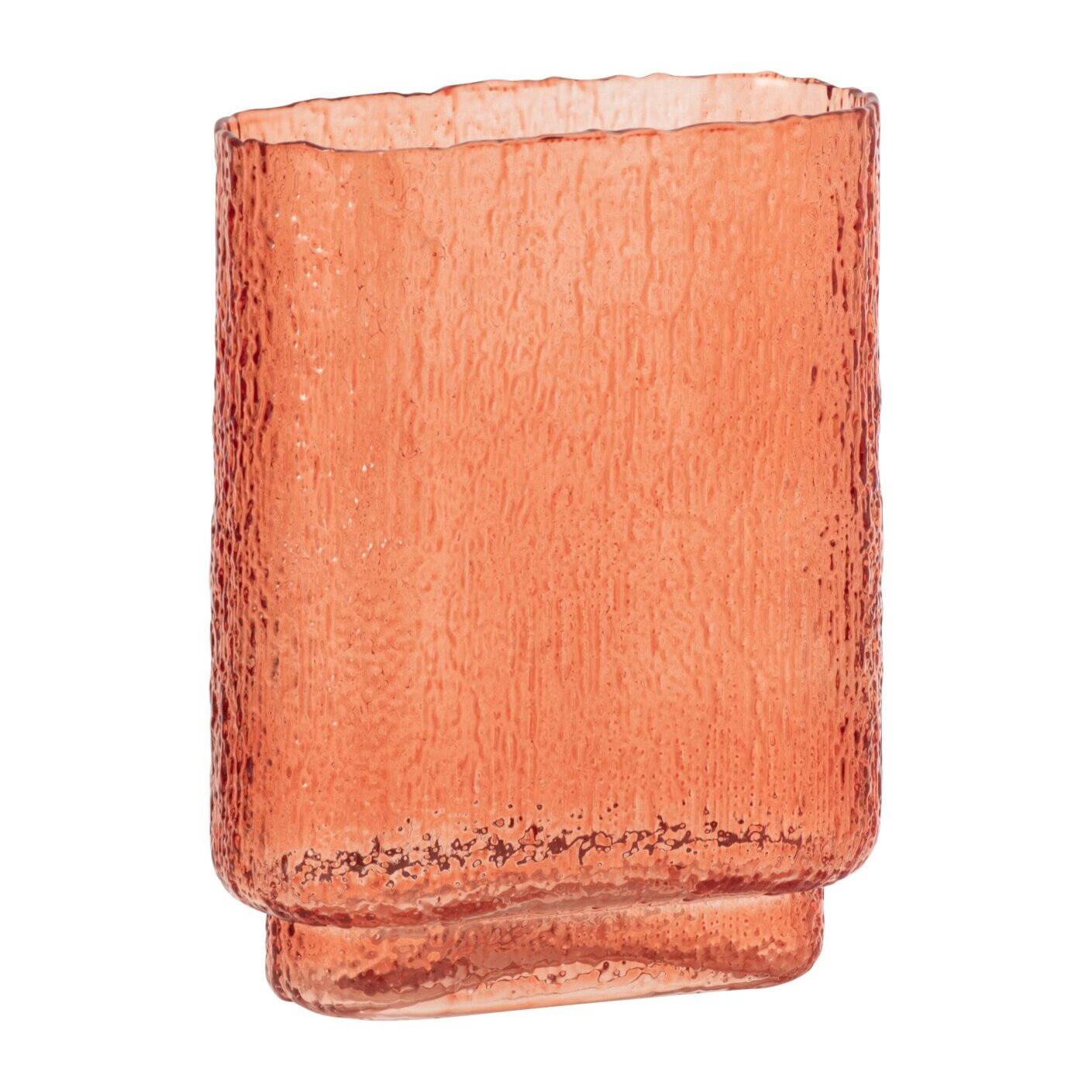 J-Line Vase Opaque Rectangle Relief Verre Orange Small