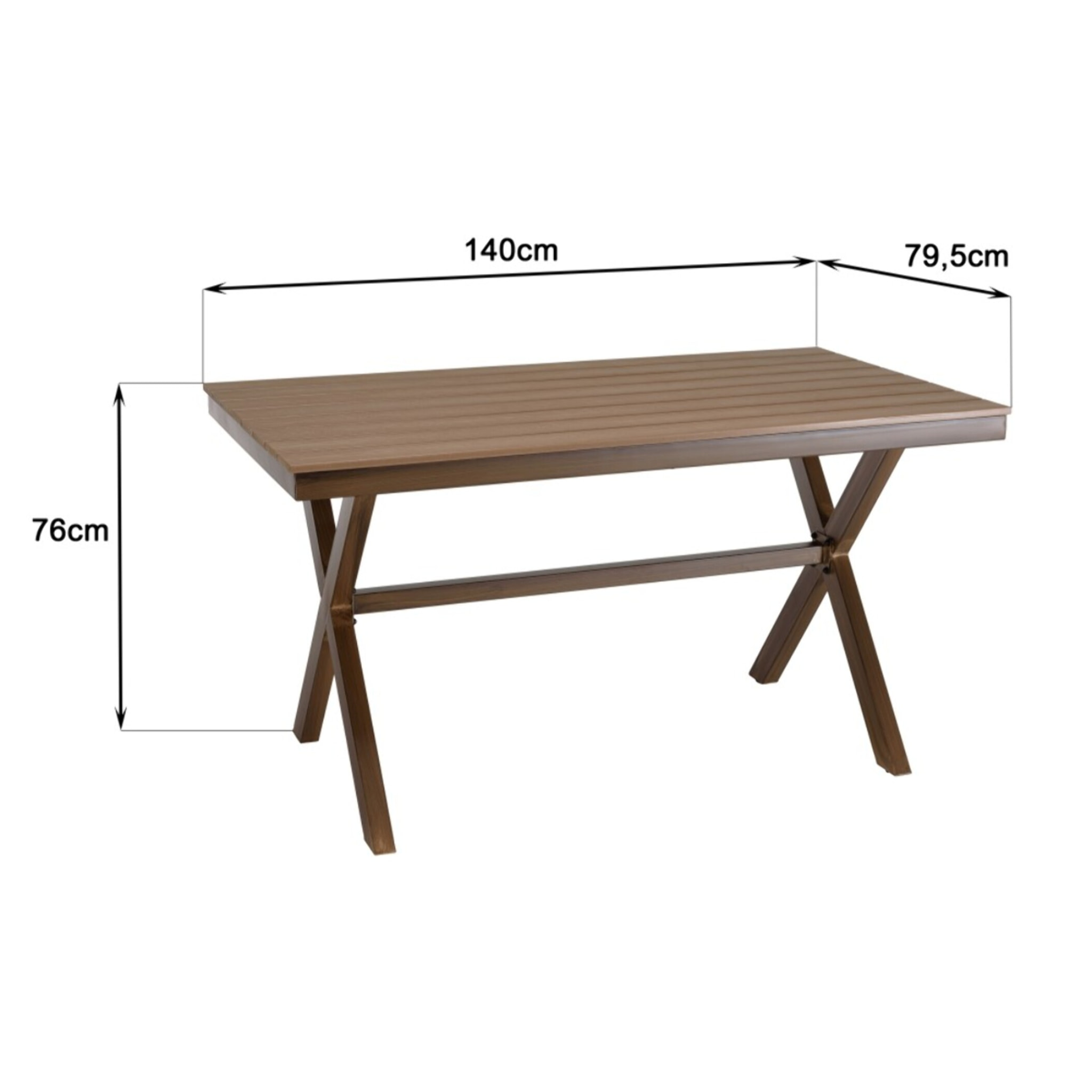 VIANNEY - Table de jardin rectangulaire 4 personnes 140x80cm