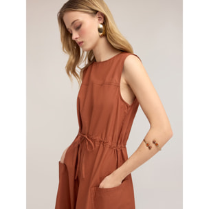 Motivi - Vestito con coulisse in popeline - Marrone