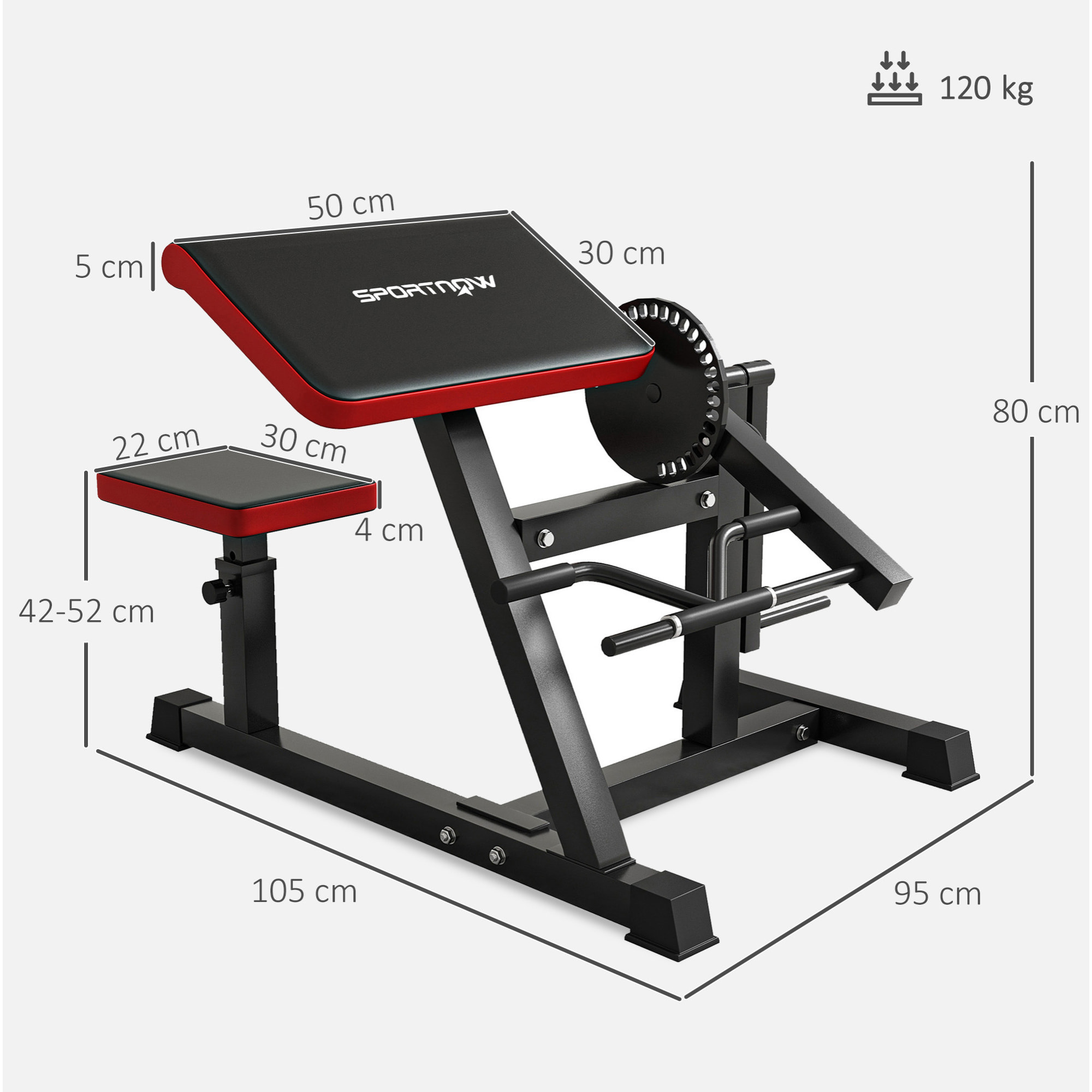 SPORTNOW Máquina de Bíceps y Tríceps 2 en 1, Banco de Curl de Predicador con Asiento Ajustable en Altura, Máquina de Curl de Bíceps y Extensión de Tríceps para Entrenamiento en Gimnasio, Casa