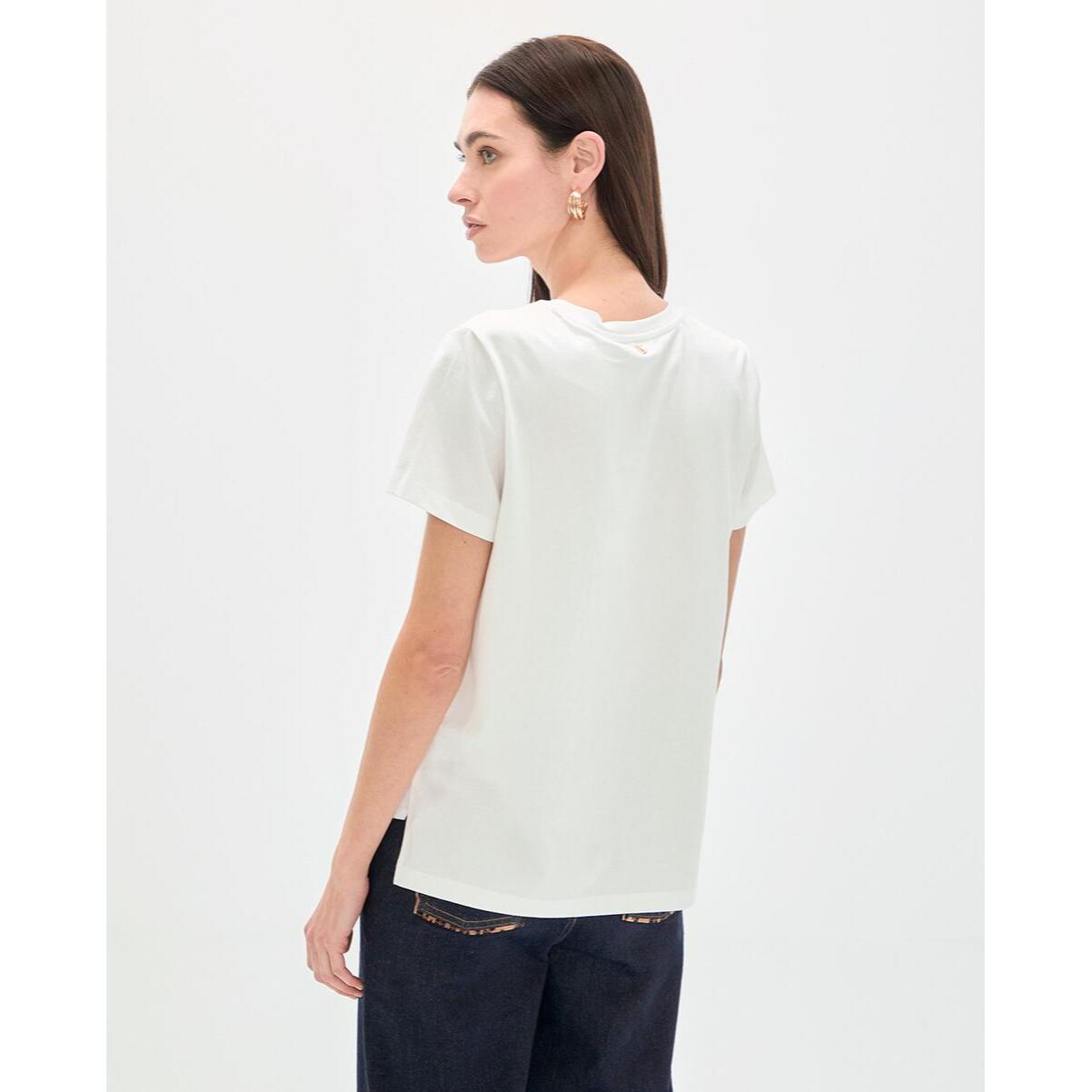 T-shirt bianca con stampa animalier con logo LC