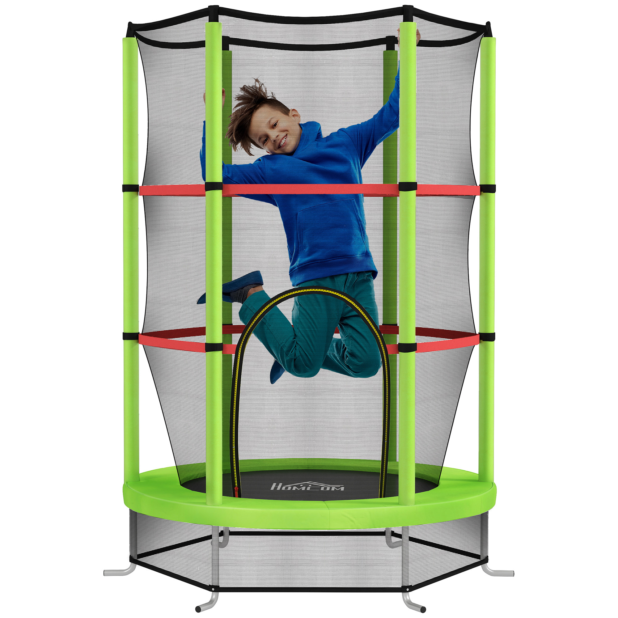 Cama Elástica Infantil Ø140x190 cm Trampolín para Niños de 3-6 Años con Red de Seguridad Carga 45 kg para Interior Verde