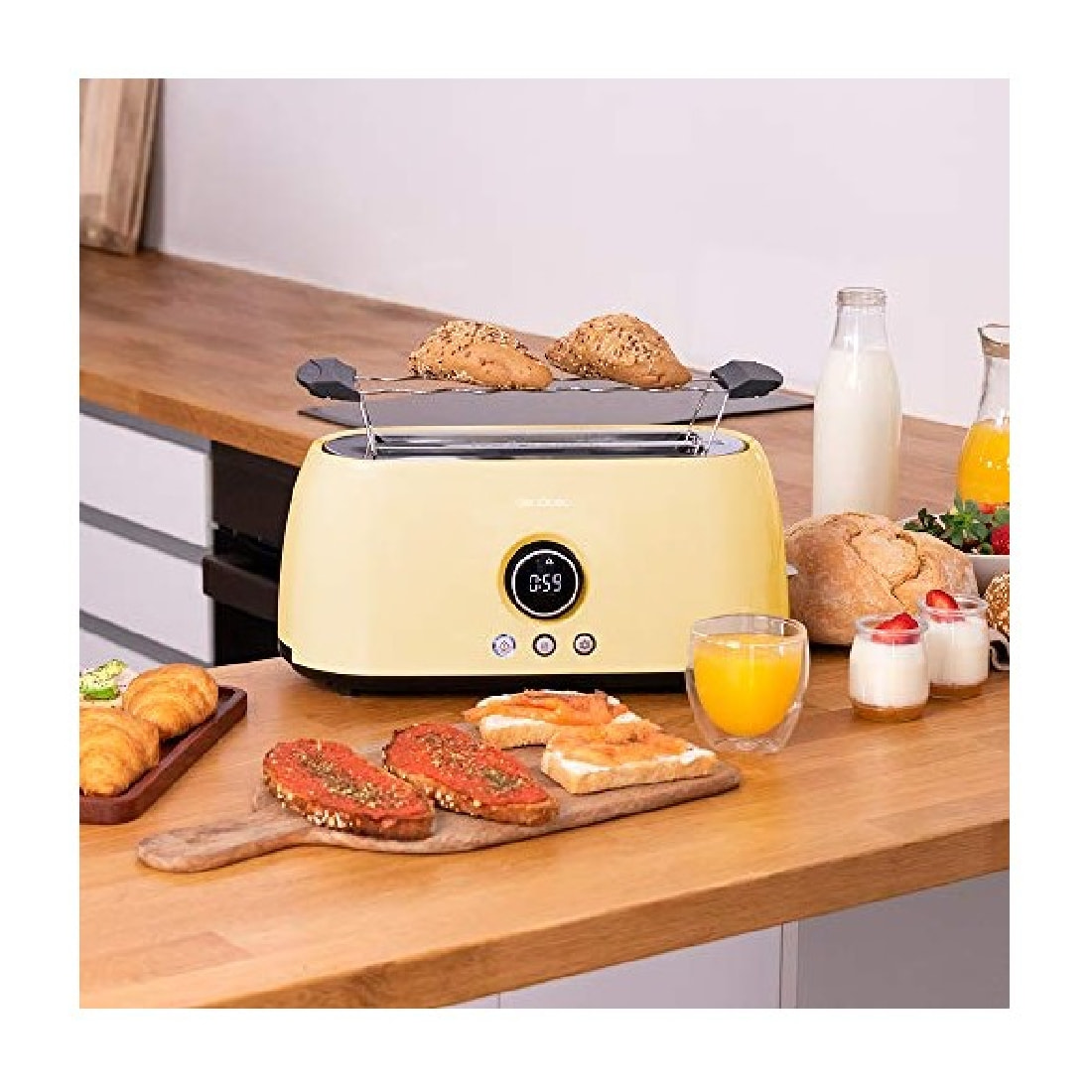 Cecotec Grille-pain vertical numérique ClassicToast 15000 Yellow Extra Double