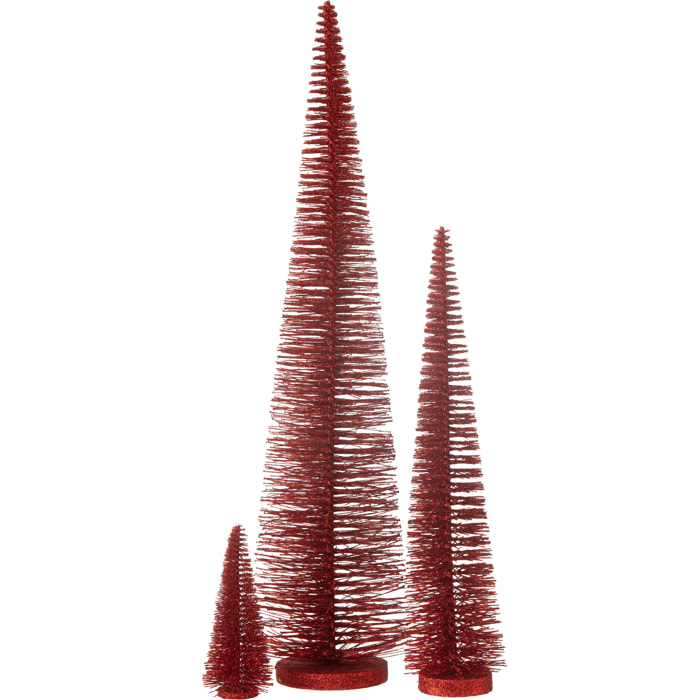 J-Line décoration Sapin De Noël Paillettes - plastique - rouge - large