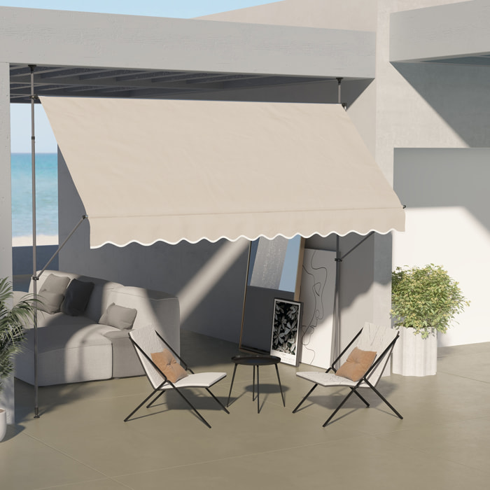 Toldo Manual Retráctil 3,5x1,2 m Toldo Exterior Terraza Enrollable Altura Ajustable con Manivela 210-300 cm Sin Taladro Protección UV30+ para Balcón Jardín Arena