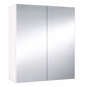 Pensile Bagno Con Specchio A 2 Ante Mobile Sospeso Salvaspazio In Melaminico Con Ripiani Interni Arredo Bagno Moderno Elegante 65 x 60 x 21 Cm Bianco
