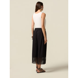 Oltre - Pantalones de muselina con inserto de encaje - Negro