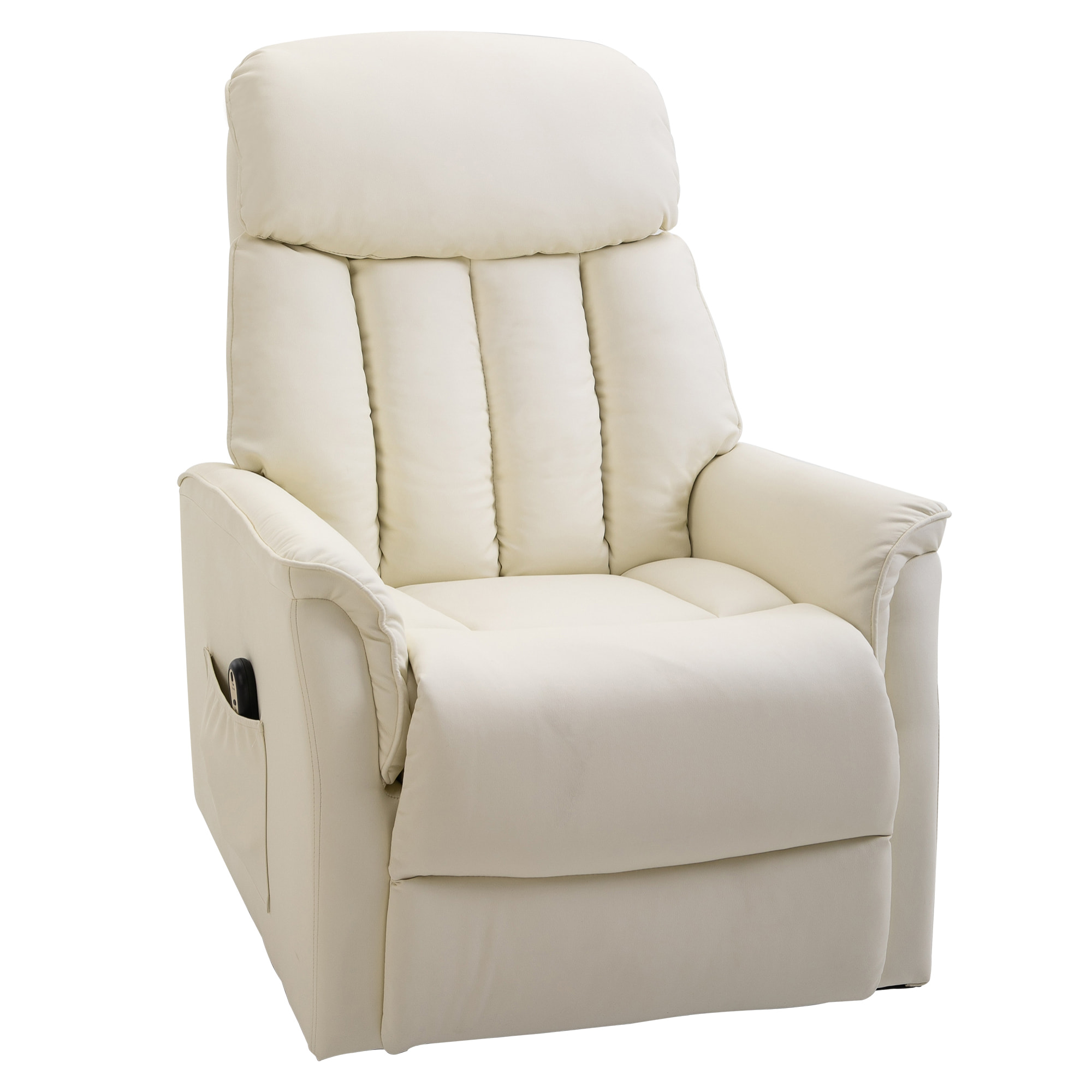 Fauteuil de relaxation électrique fauteuil releveur inclinable avec repose-pied ajustable revêtement synthétique tissu crème