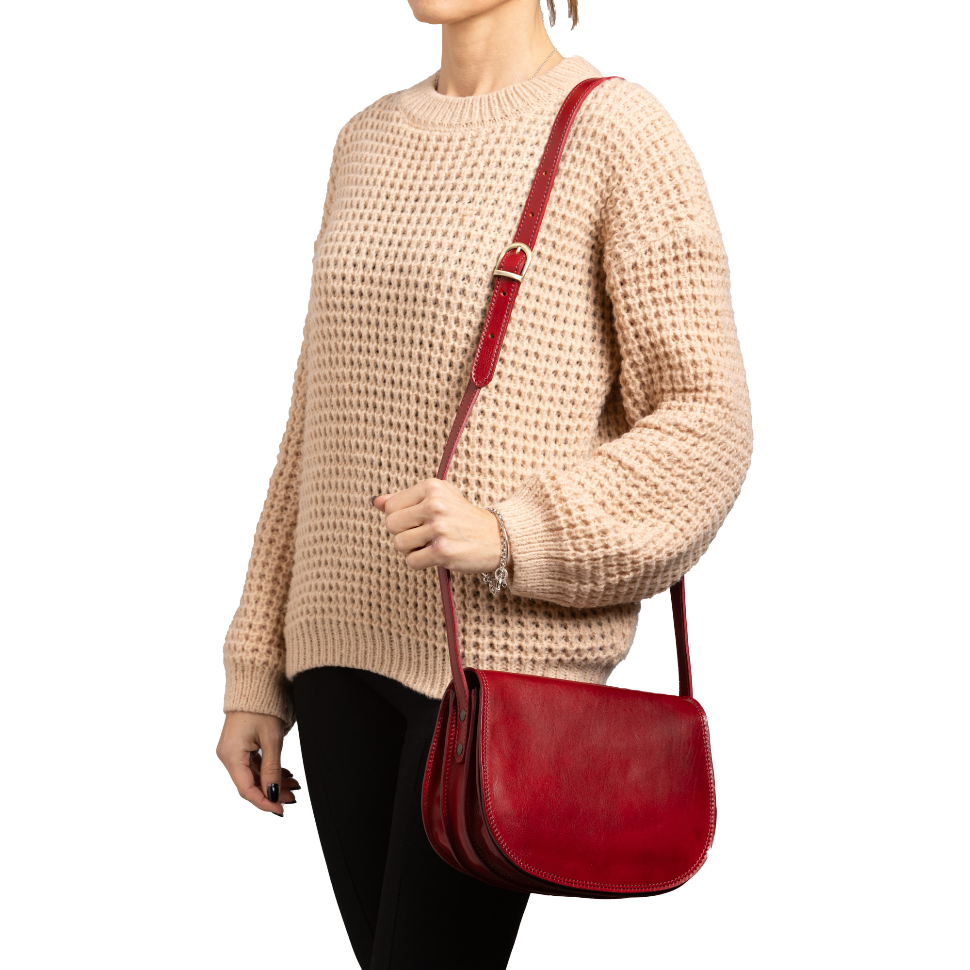 Borsa a tracolla  da donna In Vera pelle Made in Italy 24x17x11 cm