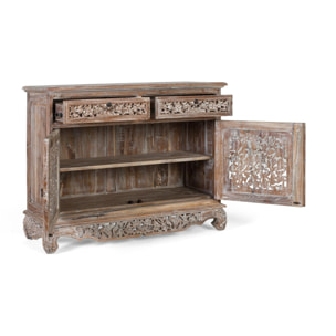 Aparador de Madera de Teca Estilo Boho Tallado