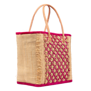 Villafrati bolso de hombro mujer. Fabricado en rafia y paja, con asas de cuero.