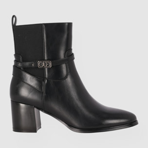 Botines de Piel Sintética - Negro - Tacón: 6 cm