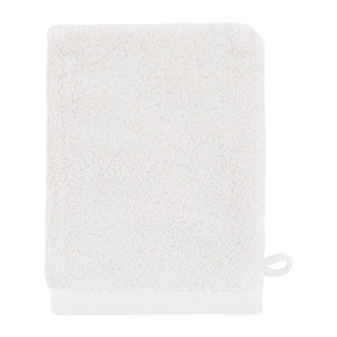 Gant de toilette uni en coton biologique, ESSENTIEL, Blanc