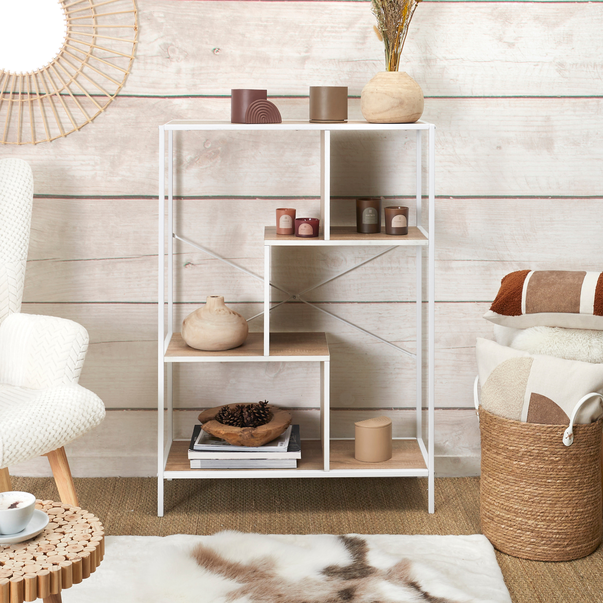 ETAGERE EDISON BLANC 80X30X113CM