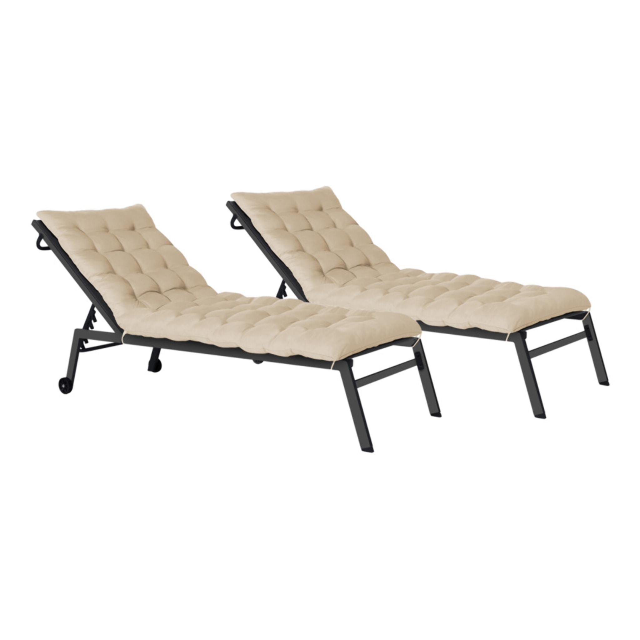 Coussins universels beiges pour bain de soleil - lot de 2