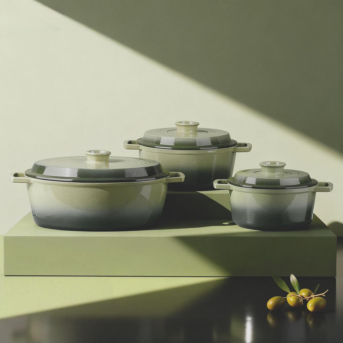 Cocotte en fonte ronde   - "Masseiron Olivine"