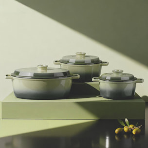 Cocotte en fonte ronde   - "Masseiron Olivine"