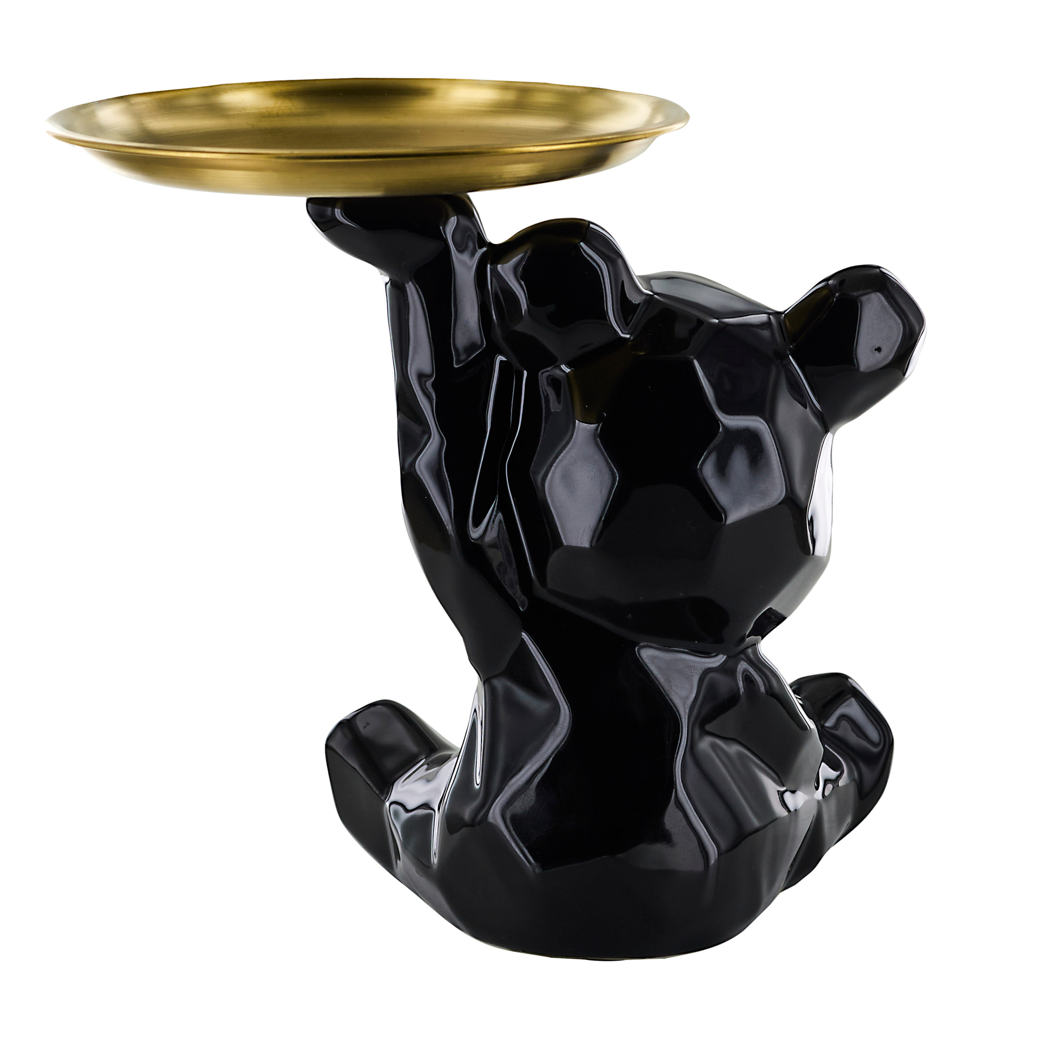 Statue Ourson Vide Poche Noir H12cm
