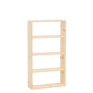 Estantería de madera maciza tono natural con 3 estantes Alto: 146 Largo: 80 Ancho: 20