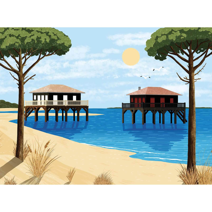 Papier peint panoramique Les cabanes d' Arcachon  Intissé