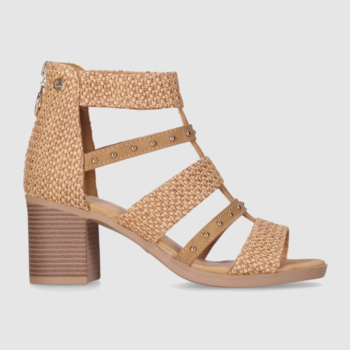 Sandalias de Tejido - Cuero - Tacón: 7 cm