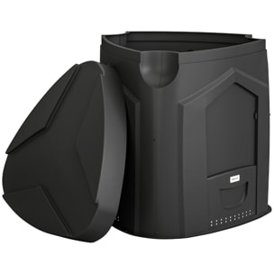 Composteur de jardin triangulaire 3 Portes, 66 Aérations - fond ouvert - polypropylène - 240L - noir