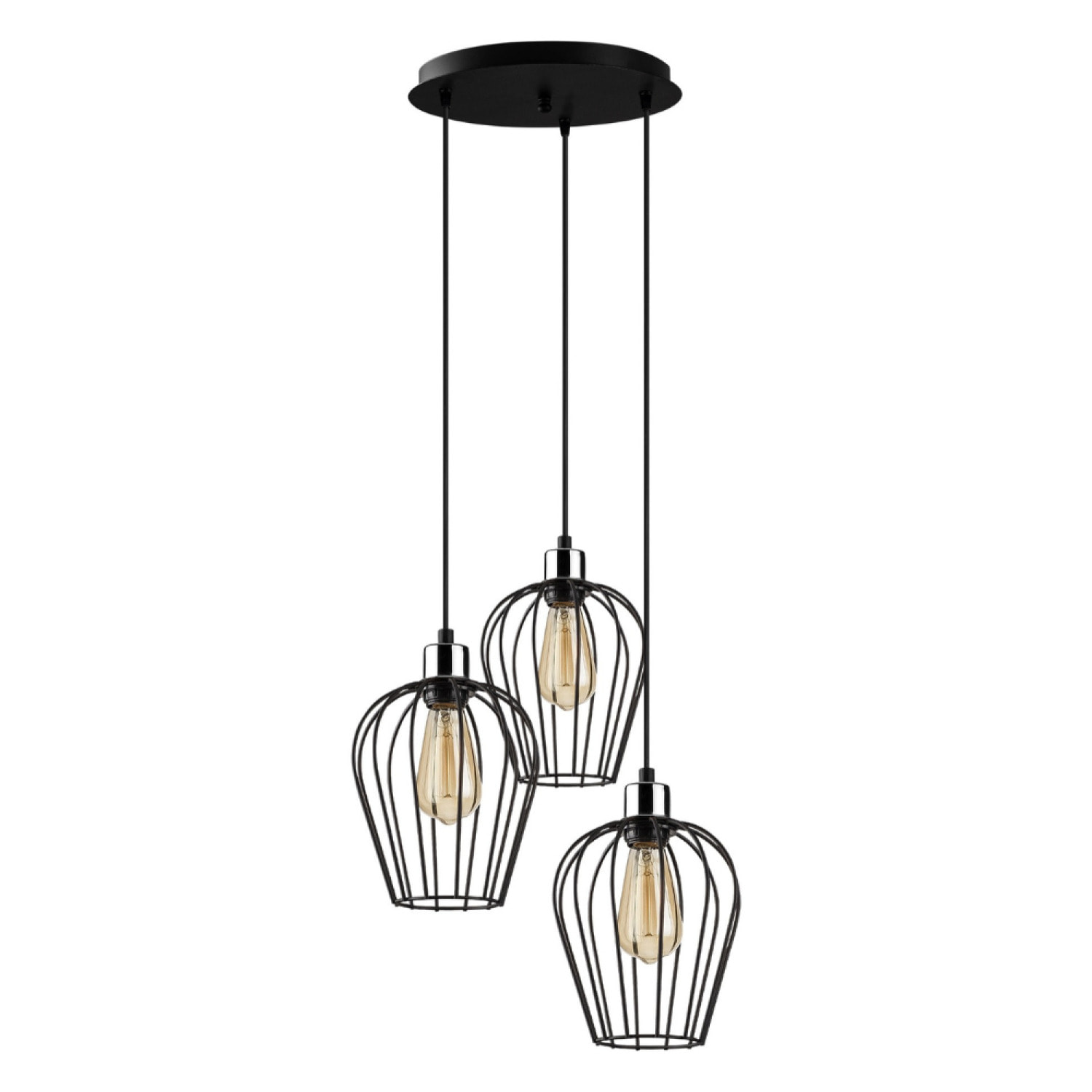 Suspension filaire noire 3 lampes TOLEDO