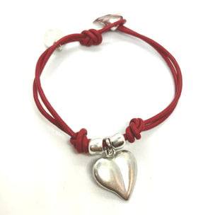 Pulsera MyLove cuero rojo y plara chapado