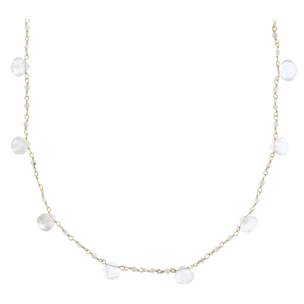 Collana Girocollo Rosario con Ciondoli a Goccia in Pietra di Luna Bianca