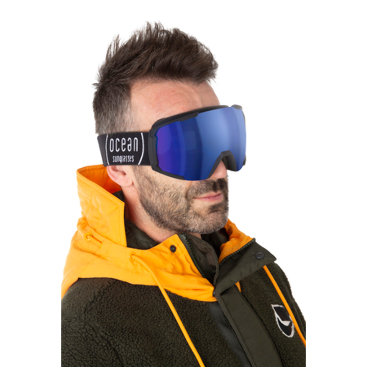 Gafas de esquí OCEAN KALNAS - Negro / Revo azul con borde negro