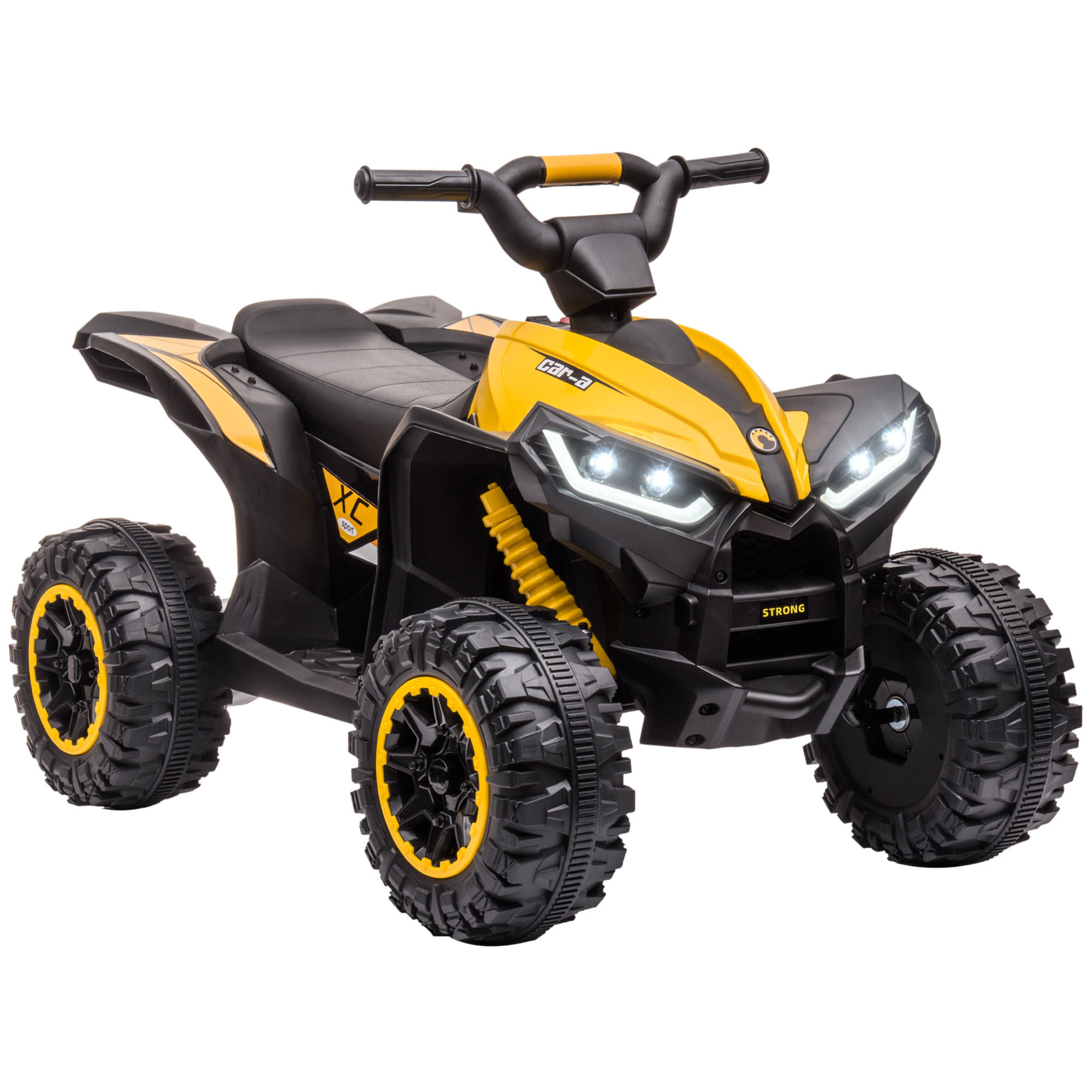 Quad Eléctrico para Niños de 3-5 Años Vehículo Eléctrico a Batería 12V con 2 Motores Faros Bocina Música Velocidad Ajustable Avance y Retroceso 83x53x55,5 cm Amarillo