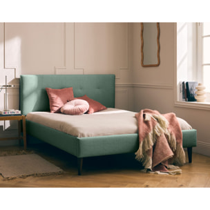 Monet - lit - 160x200 - sommier inclus - en tissu - Vert sauge