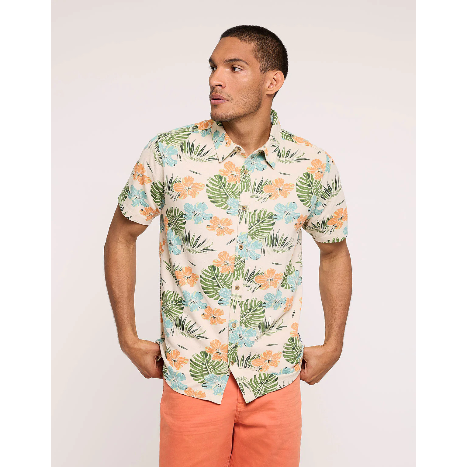 Camisa Manga Corta Beige - Thunder