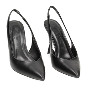 Décolleté slingback nere, tacco 9,5 cm