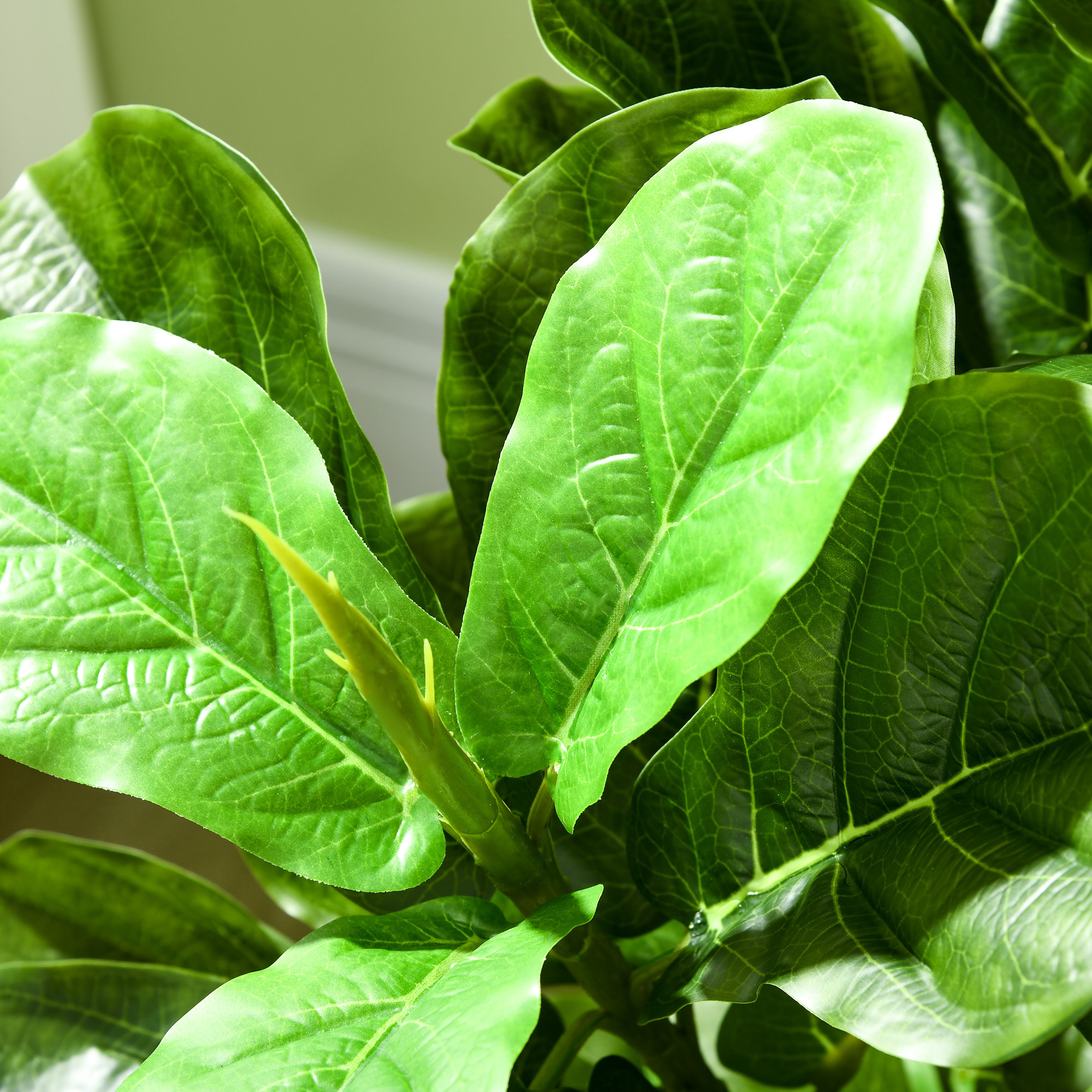 Ficus Lutea artificiels 1,80H m - lot de 2 ficus artificiels - 120 feuilles réalistes par pied - pot inclus noir vert