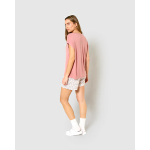 Pigiama corto in viscosa rosa
